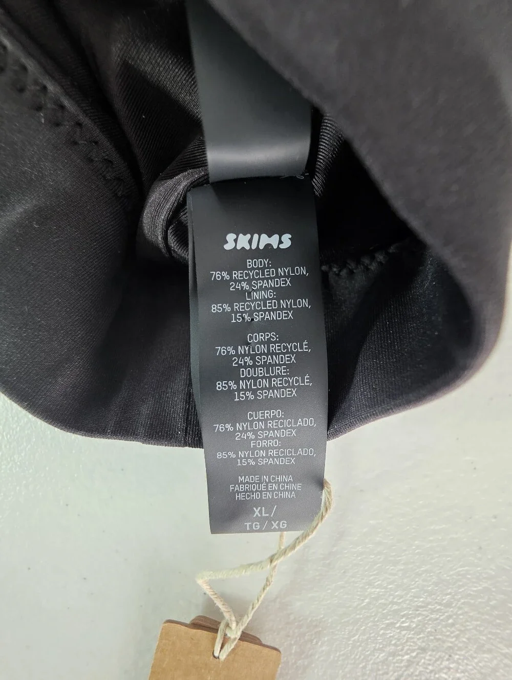 SKIMS Recycled Swim Scoop‎ Neck Bikini Top Black XL NWT